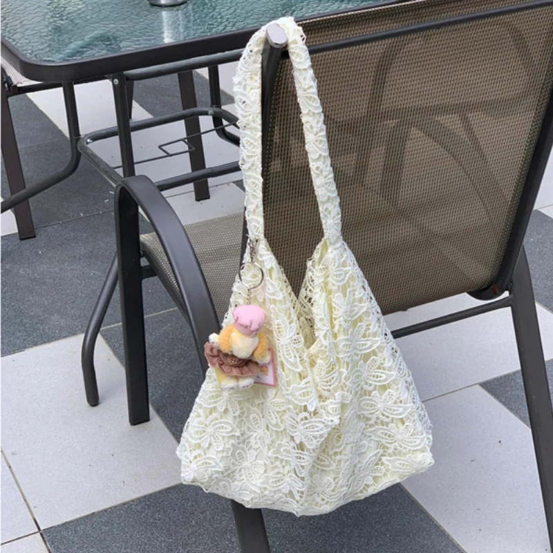 Y2k Aesthetic Fairy Elegant Women Handbags High-capacity Casual Sweet Lace Shoulder Underarm Bag All Match Ins Fashion Tote Bags