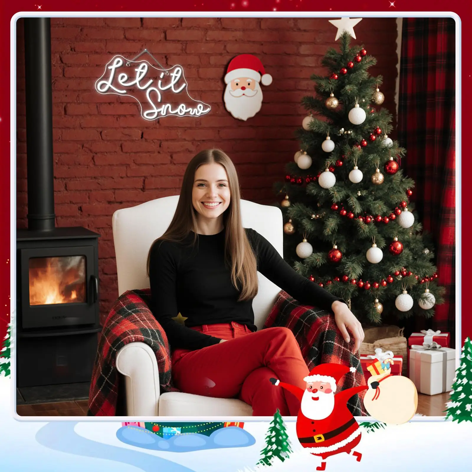 دع ذلك علامات النيون الثلج لديكور الحائط أضواء LED لشريط غرفة الحفلات متجر الشتاء نافذة غرفة نوم الديكور هدايا عيد الميلاد