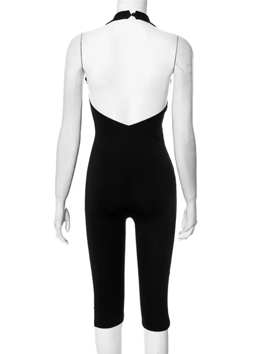 SSTss-mono largo deportivo cómodo con cuello Halter para mujer europea, novedad de verano, mono Sexy ajustado con espalda descubierta de Color sólido