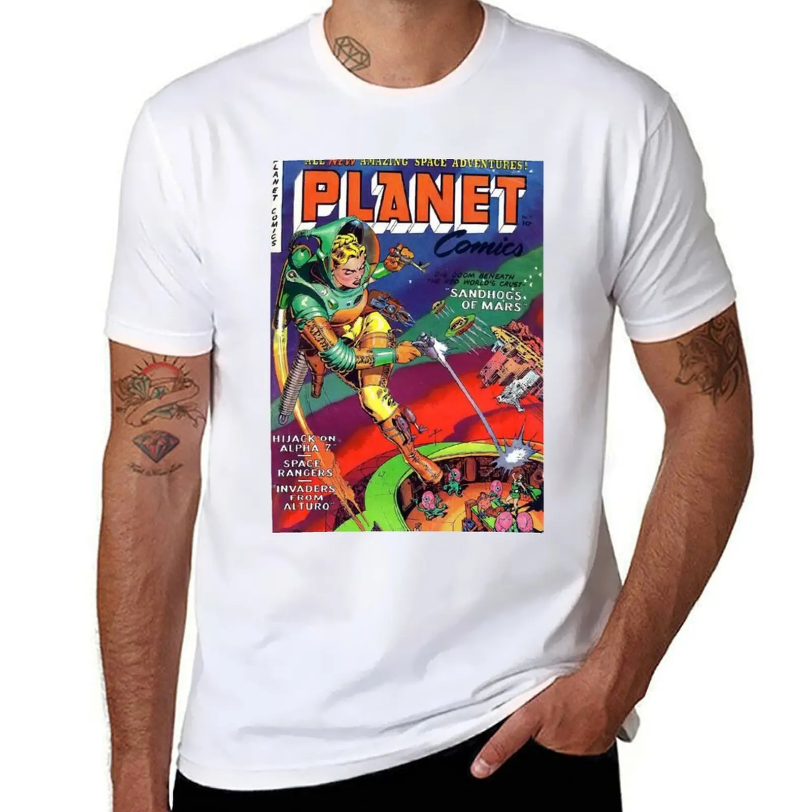 Camiseta de Planet Comics - Cómics Vintage - Camiseta con diseño vintage, camiseta personalizada para hombre, camiseta gráfica, camiseta lisa para hombre