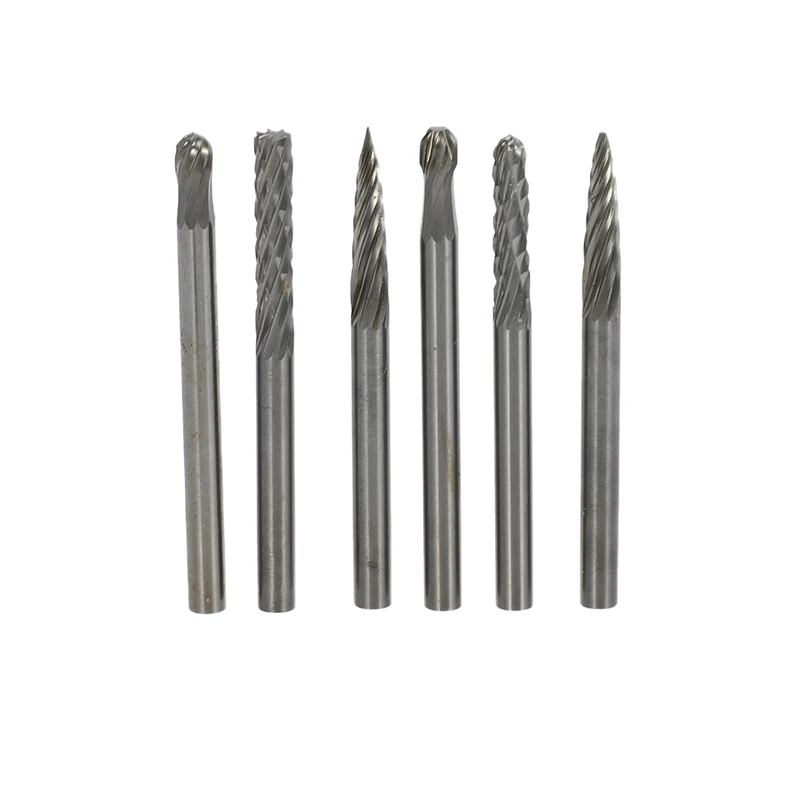 20Pc Full Double Grain Tungsten Carbide Rotary Burr Milling Cutter Milling Cutter Bit Set Mini Drill Rotating Tool Accessories E