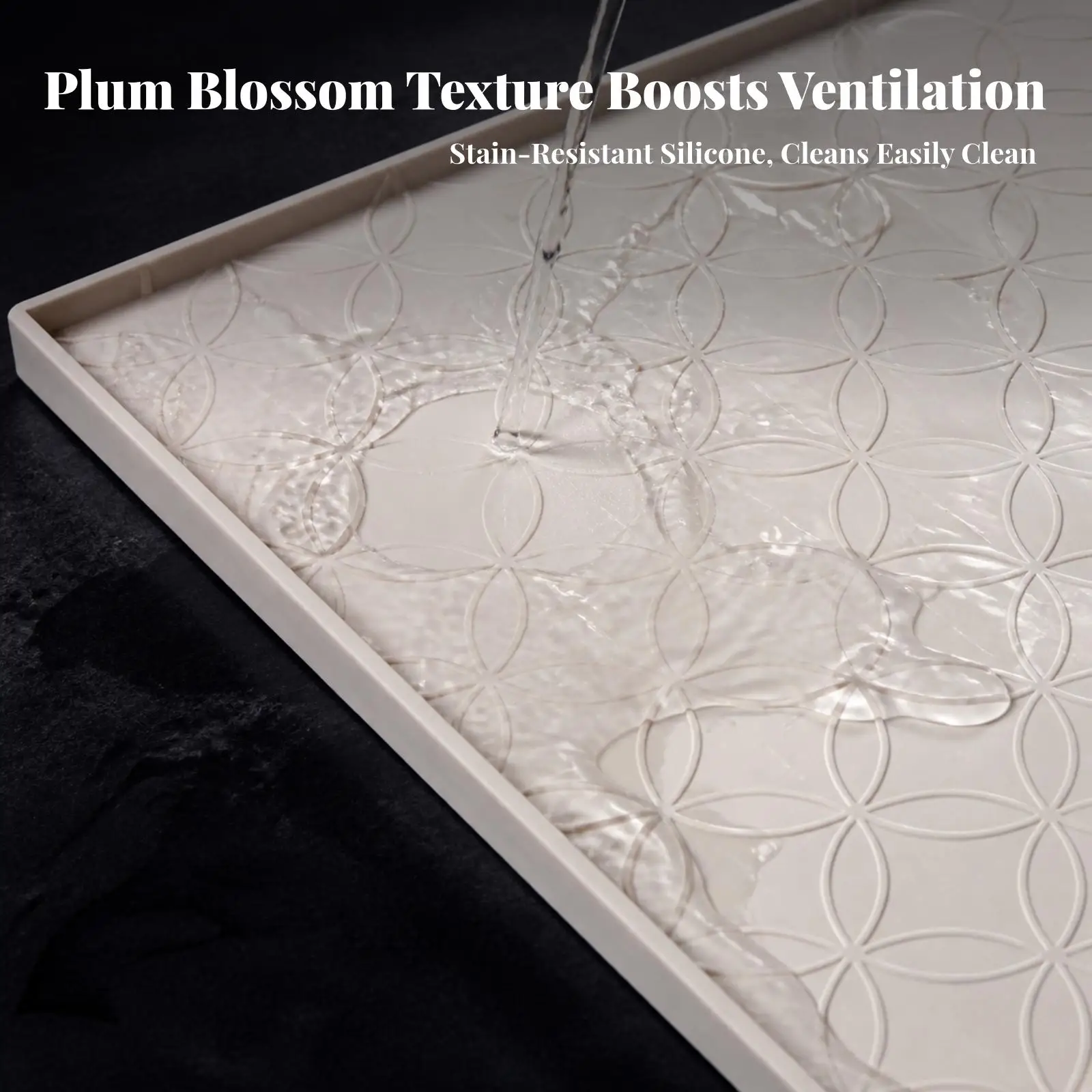 Silicone Sink Drain Tray with Raised Edge Waterproof Kitchen Mat for Counter Protector and Under Sink Liner