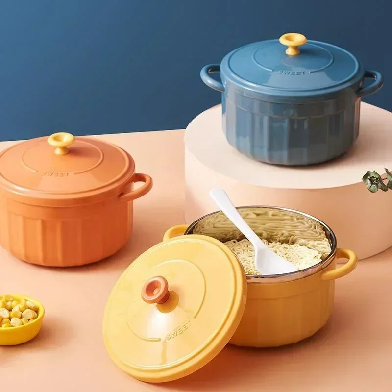 Portable Stainless Steel Instant Noodle Bowl Insulated Lunch Container For Students Dormitory Rice Soup Food Storage Box