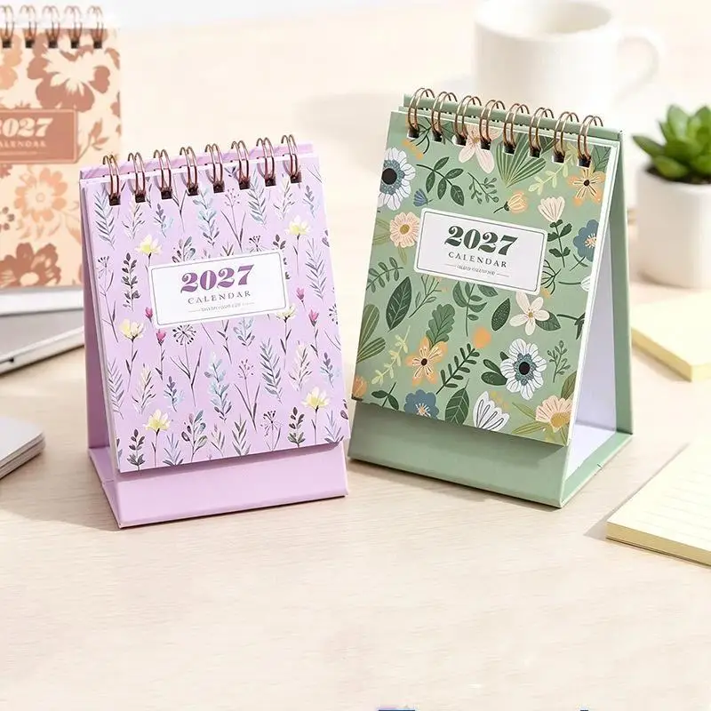 2027 Mini Morandi Color Calendar Small Desk Calendar Memo Calendar Planner Desktop Decoration Office Stationery New Year Gifts