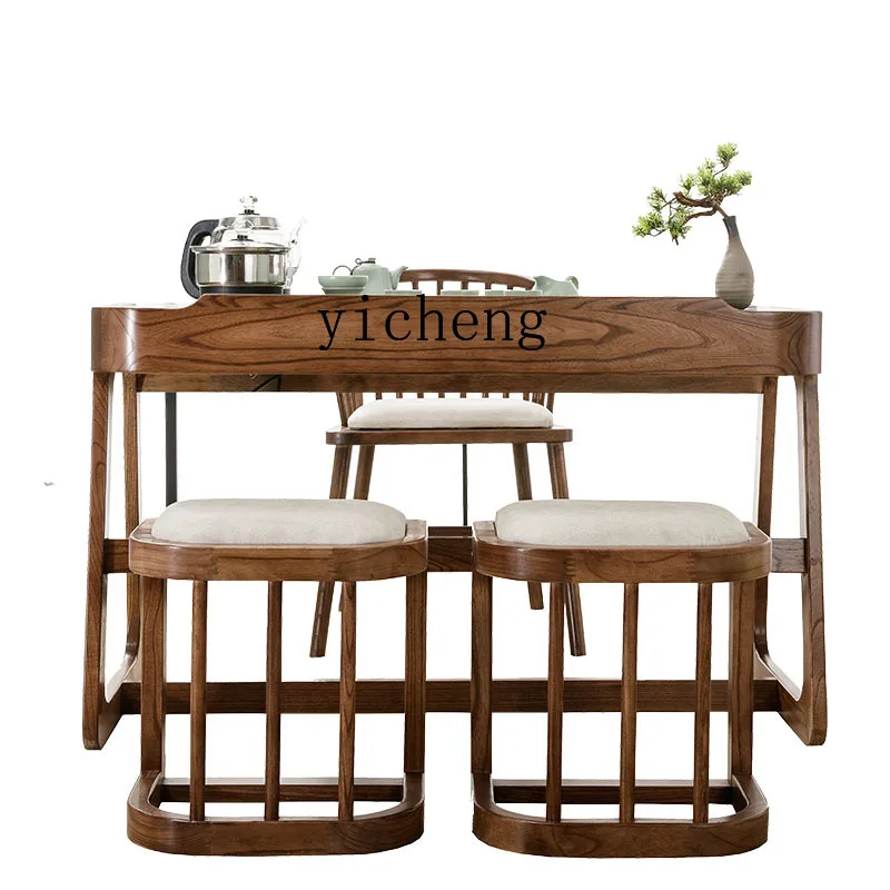 

XL Balcony Table-Chair Set New Chinese Kung Fu Solid Wood Zen Tea Table