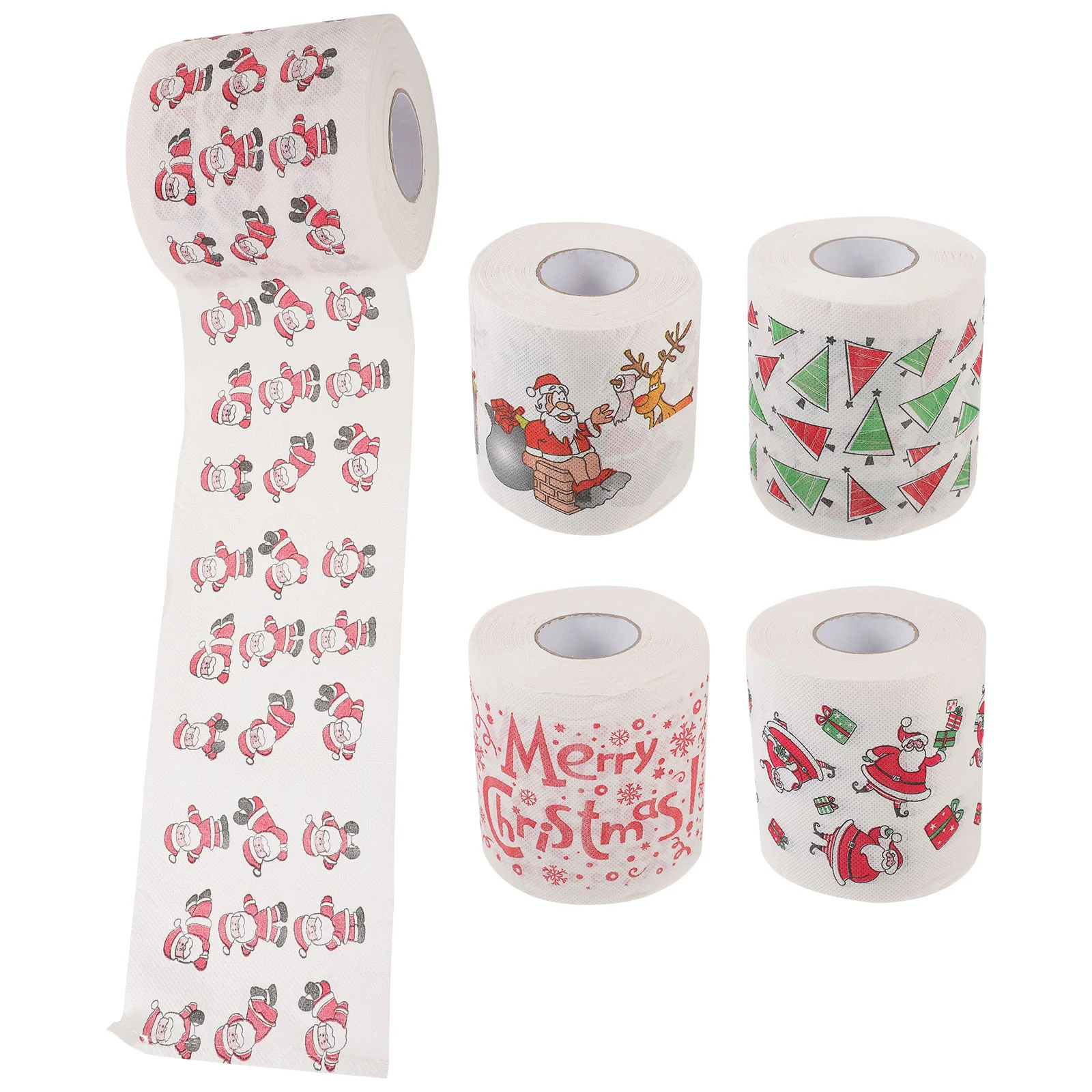 5 Rolls Christmas Toilet Musical Decor Napkins Office Unique Print Glasses Drinkware