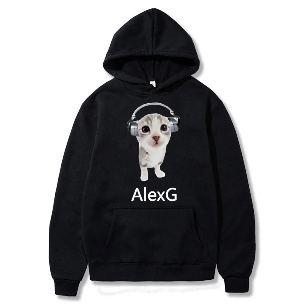 

Singer Alex G Hoodie Cute Funny Cat with Headphones Meme Graphic Print Hoodies Men Women Fashion Casual Oversized Sweatshirts