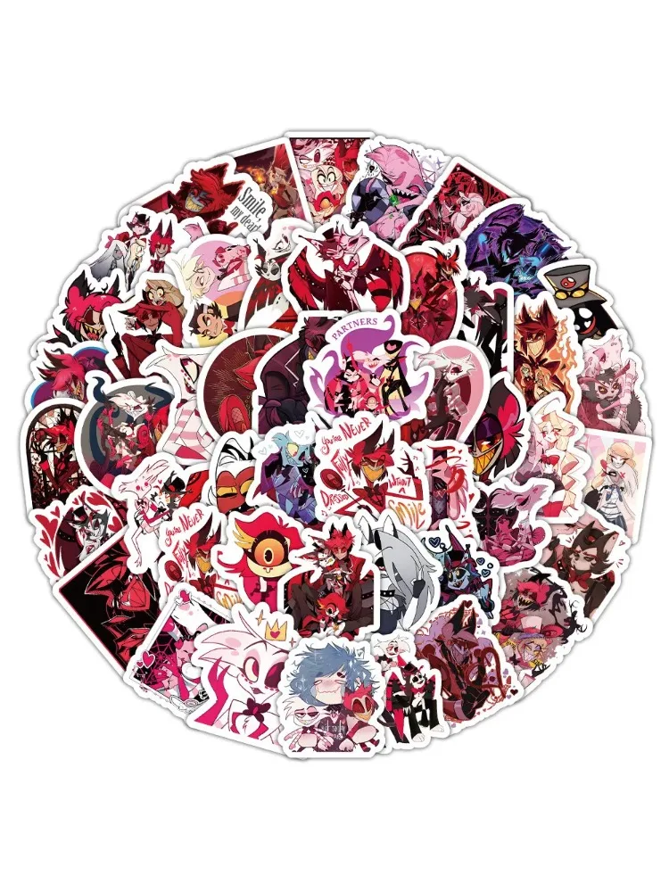 AliExpress Bandai 100PCS Anime Hazbin Hotel Waterproof Graffiti Stickers for Helmet Bicycle Hand Account Pencil Case Decals LanLanStickersWorld