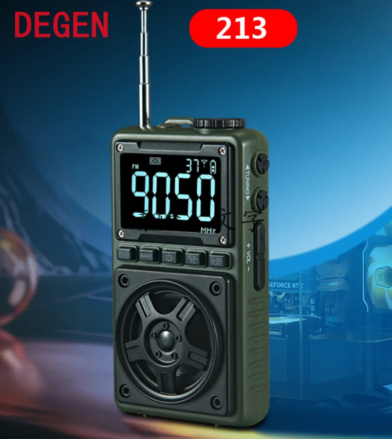 NEW DEGEN 213 full band stereo radio, lossless music,TF card MP3 Bluetooth playerw with Flashlight function