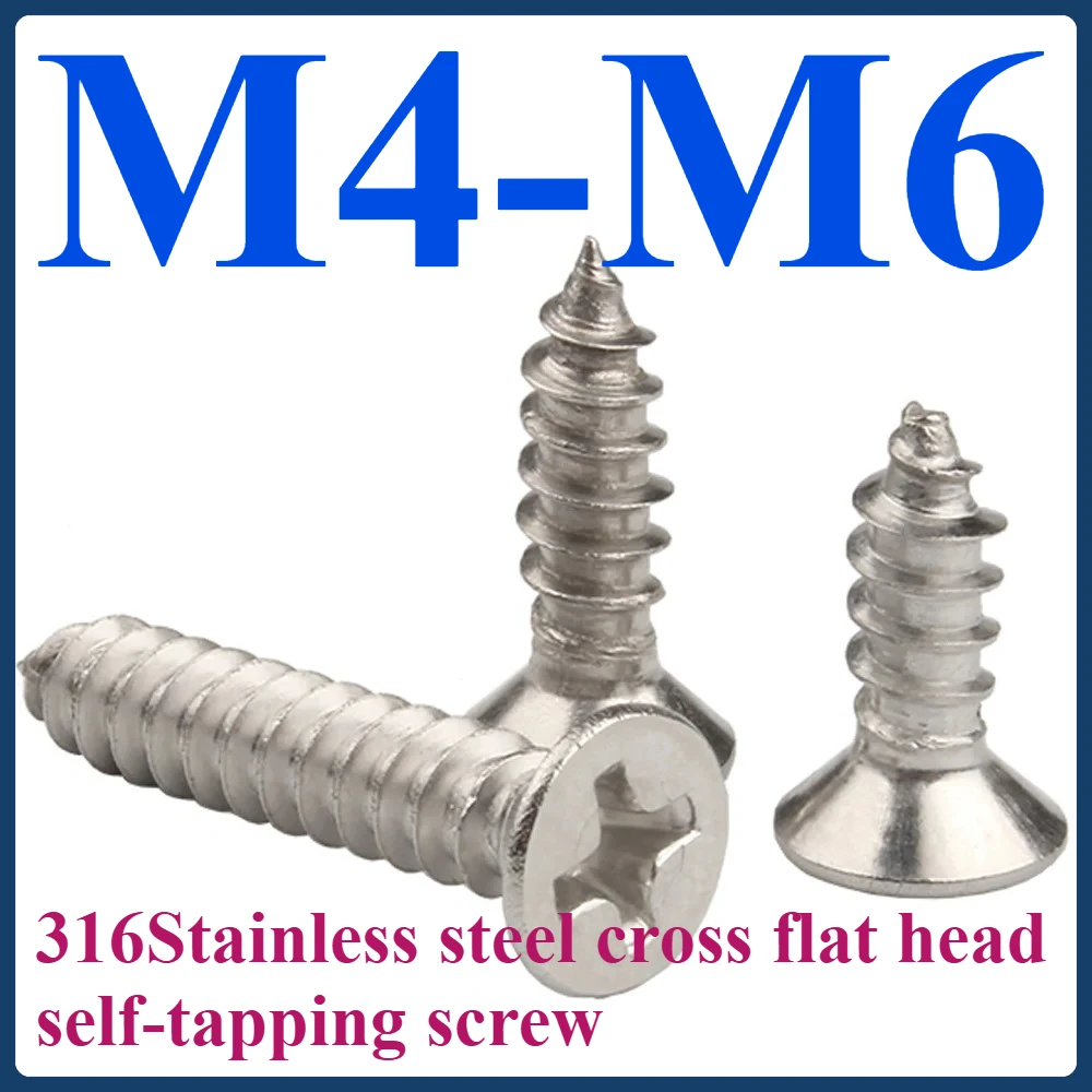 

M4 M5 M6 316 stainless steel cross flat head self-tapping screw countershot self-tapping screw