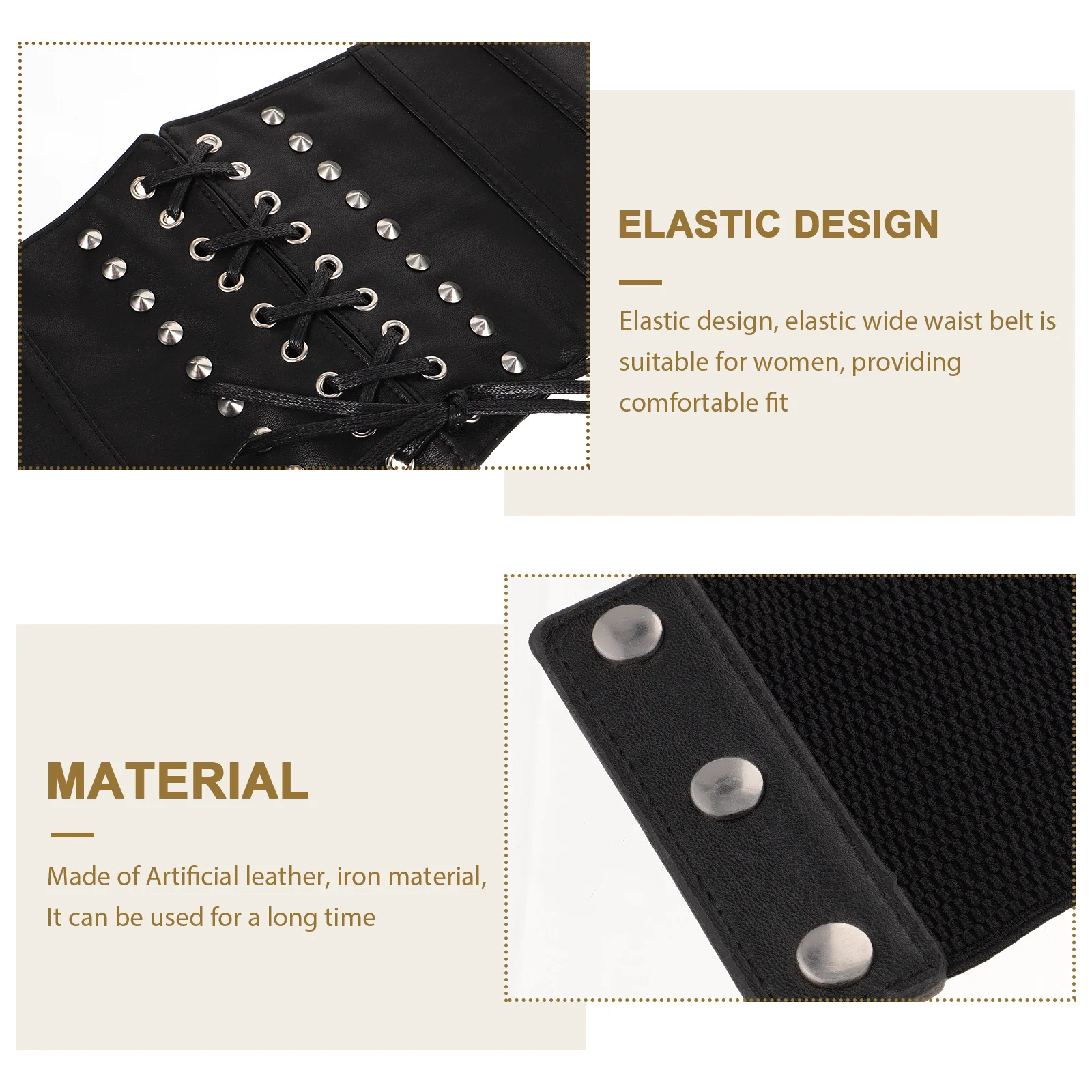 حزام خصر عريض مرن، حزام مشد صناعي ملفوف للنساء، قابل للتمدد ومريح مع قمصان وسترات