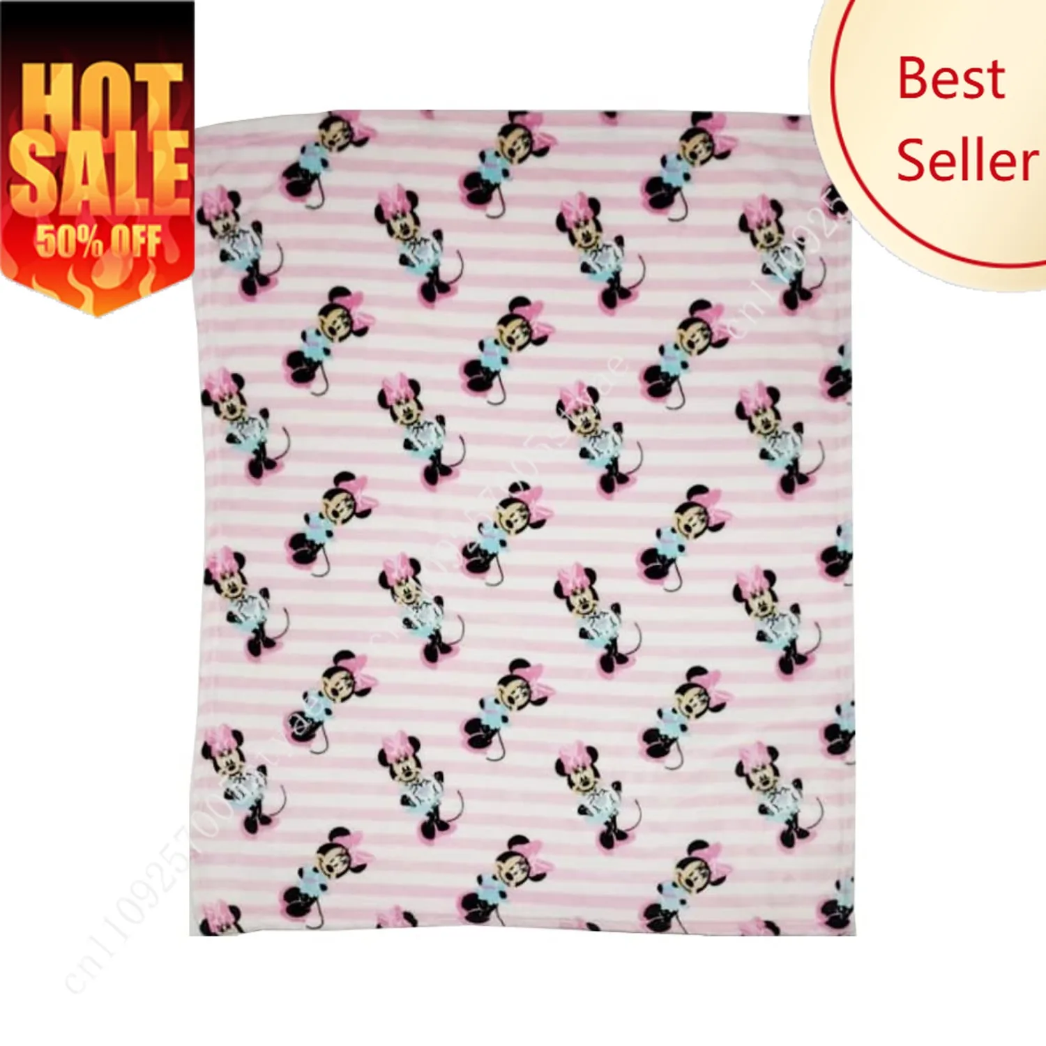 

Disney Cudlie Minnie Mouse 1-Ply Flannel Fleece Blanket with Simply Stripe Print