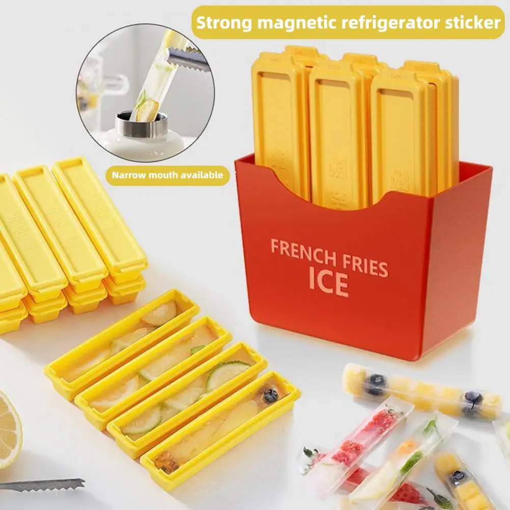 Ice Cube Mold French Fries Shape Ice Tray For Freezer BPA Free Creative Popsicle Maker Magnetic DIY Kitchen Ice Cream Make Tools