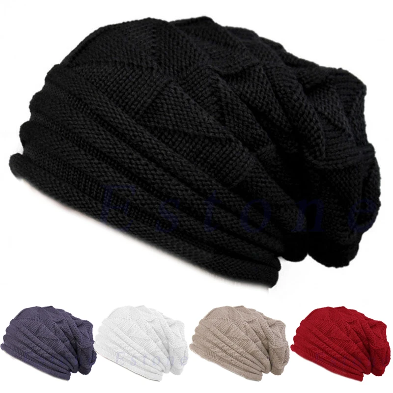 Fashion Unisex Knitted Baggy Beanie Hat for Women Men Oversized Winter Warm Hat Ski Slouchy Cap Skullies Beanies Wool Cap Winter