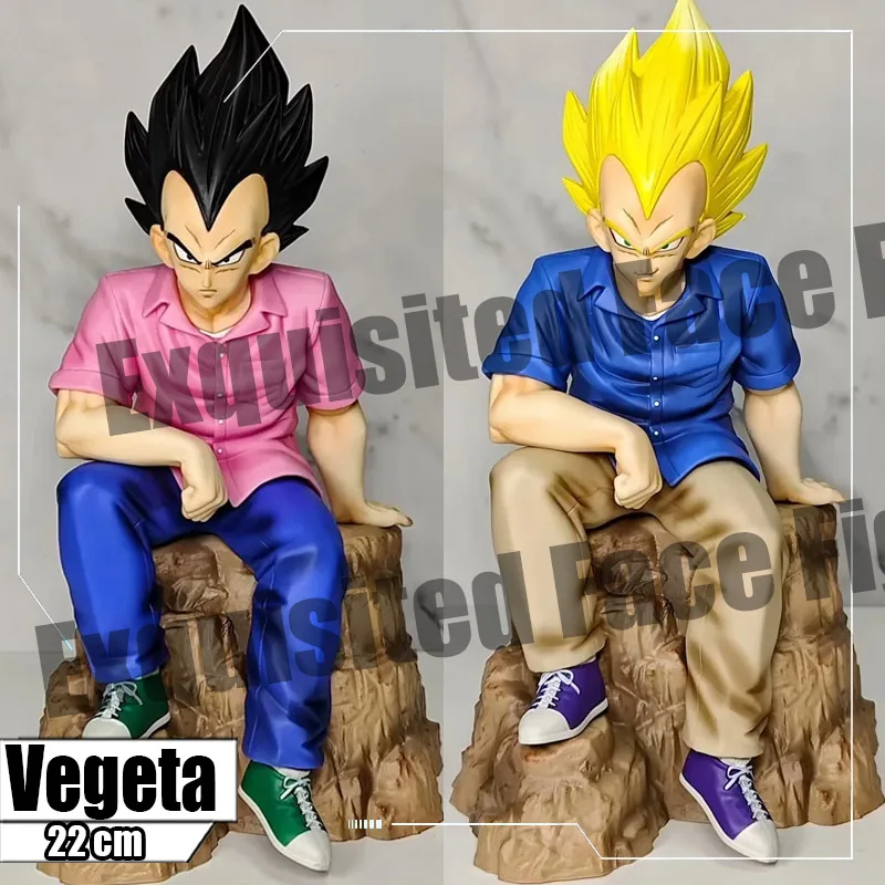 instock 22CM Dragon Ball Z Vegeta Figure SSJ Vegeta Sitting posture GK Pvc Action Figures DBZ Statue Collection Model Toy Gifts