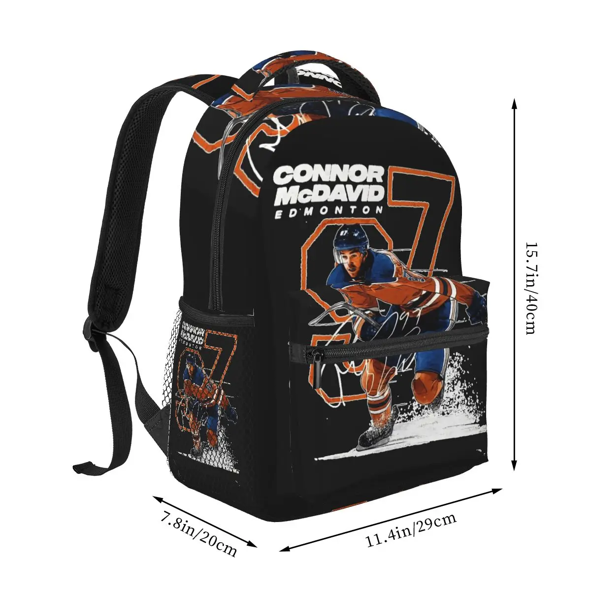 Connor McDavid 97 For Edmonton Oilers Fans Backpack Student Boys Girls BookBag School Bag Computer Shoulder Bags for Men Women