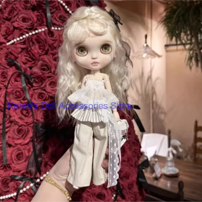 

2026 new design leisure style 2pcs white silk tops+pants for landoudou/Blythe(Fit for Lulu,ymy24,Ob22,24,26,zone, Jenny)