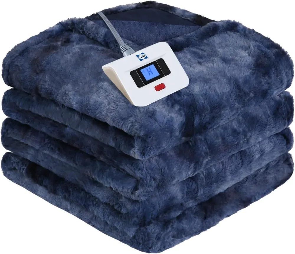 

Electric Blanket Twin Size, Faux Fur & Flannel Heated Blanket with 10 Heating Levels & 1-12 Hours Auto Off, Fast Heating Blanket
