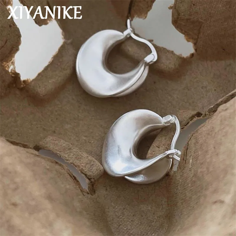 XIYANIKE Elegant U-Shaped Matte Hoop Earrings For Women Minimalist Fashion New Jewelry Gift Party серьги женские