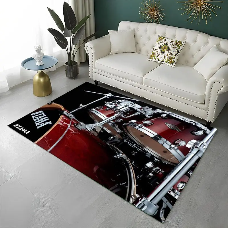 Retro Drum Set Music Instruments Drum Kit Large Area Rug Non-slip Durable Carpet for Bedroom Living Room Sofa Doormat Home Decor - view 4