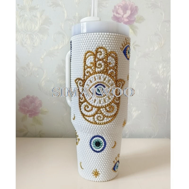 

Diamond Bling Rhinestone 40 OZ Tumbler Vaccum Steel Stainless Bottle Thermal Insulation Kettle Coffee Mug Bling Handcraft Gift