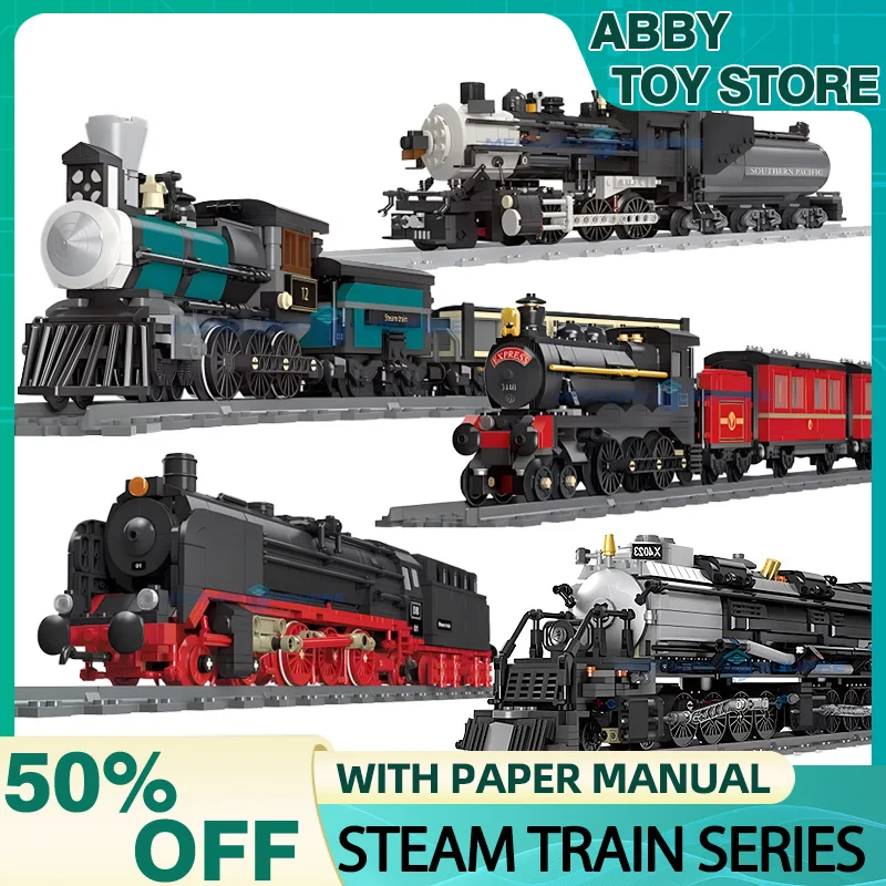 

JIESTAR 59001-59005 High Tech Doomsday Train Series Steam Locomotive Model Building Blocks Bricks Puzzle Toy Christmas Gift Kids