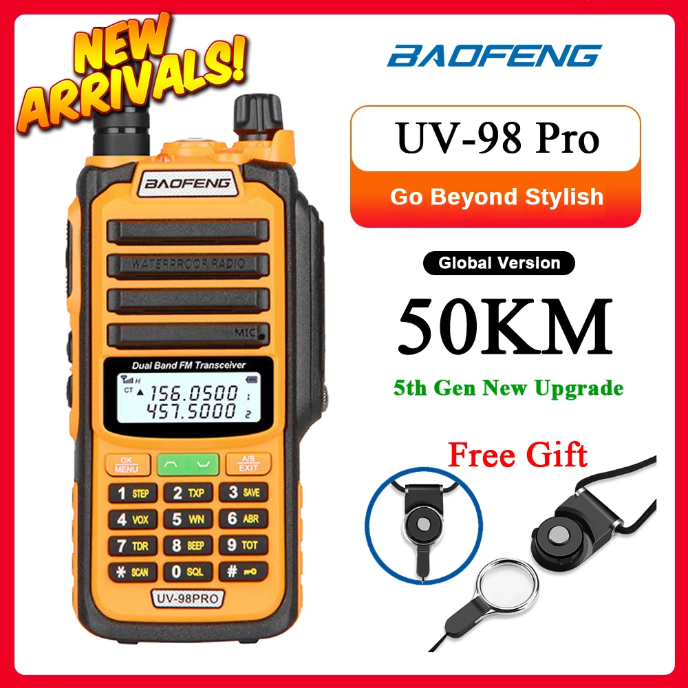 

Baofeng UV-98 Pro IP68 Waterproof Walkie Talkie Long Range Dual Band FM Radio High Power Long Standby Two Way Radio Ham CB Radio