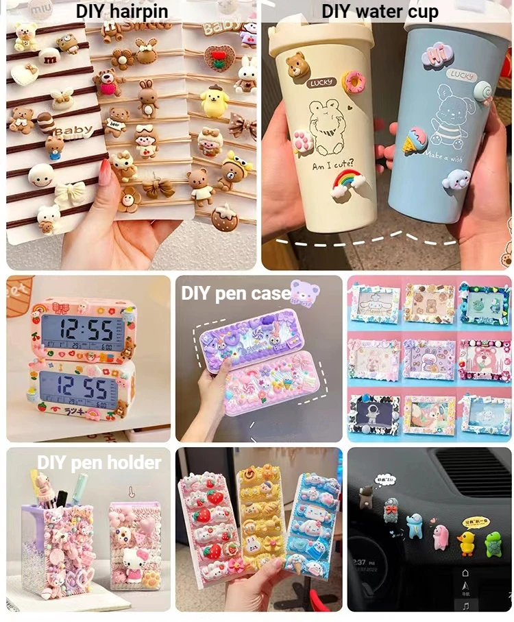10 stücke Cartoon Bär Kopf Flatback Harz Cabochon Für Haar Bogen Clips Zubehör Ornament Schmuck Machen Sammelalbum Verschönerung – Detail 2