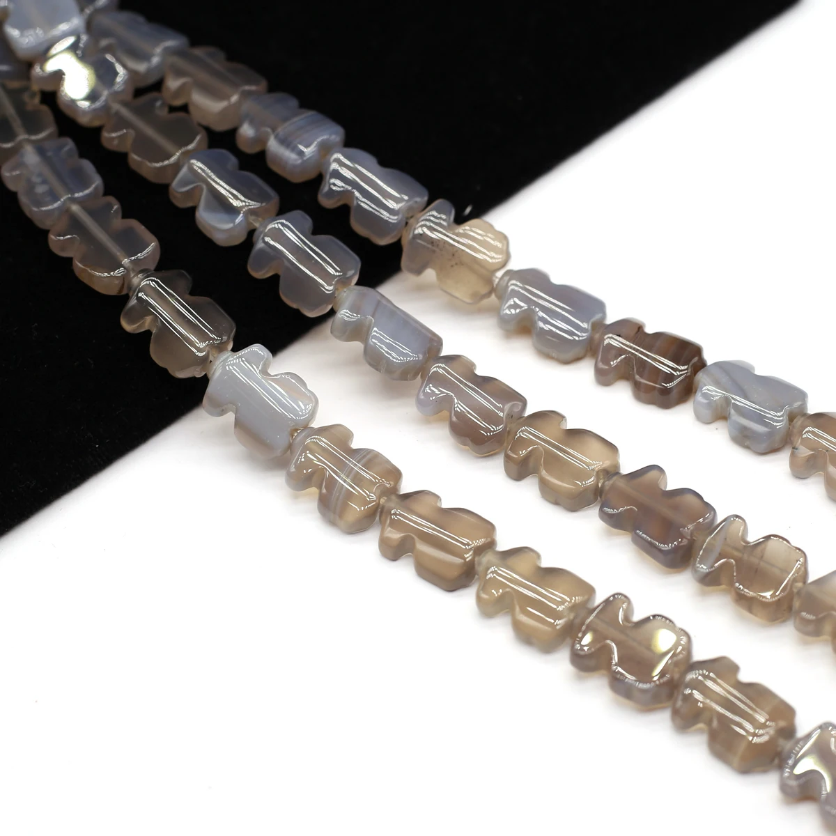 

Small Bear Shaped Natural Gray Agate Bead Jewelry Making DIY Necklace Bracelet Accessory Gift 12x15mm