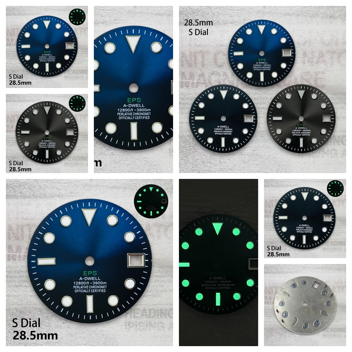 

28.5mm S Logo SUB Gradient Dial Fit NH35/NH36/4R/7S Movement Green Luminous High Quality Watch Modification Accessories