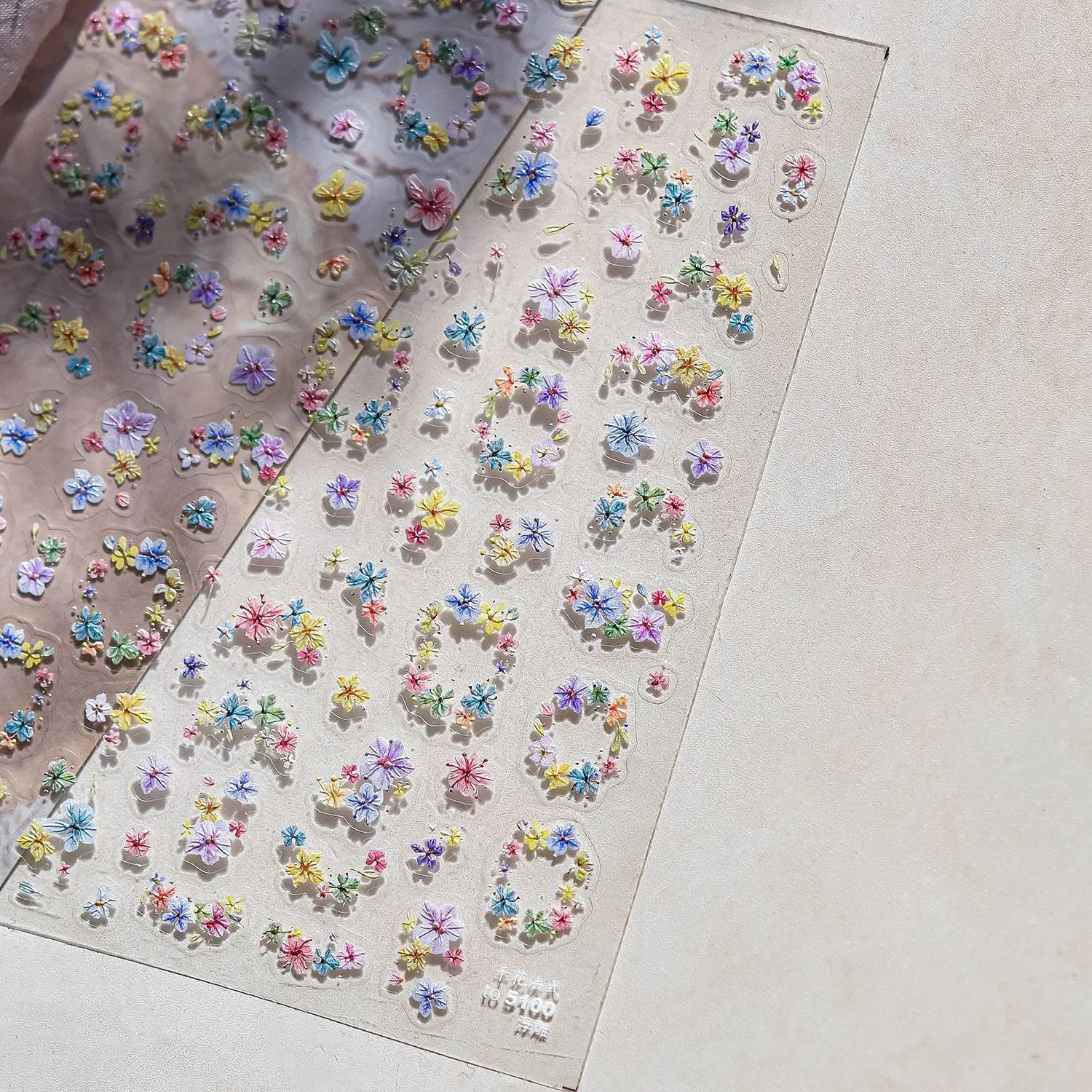 Romántico lirio del valle flor floreciente corona Bowknot estrellas adhesivo de ensueño 5D decoración de uñas pegatinas calcomanía de manicura