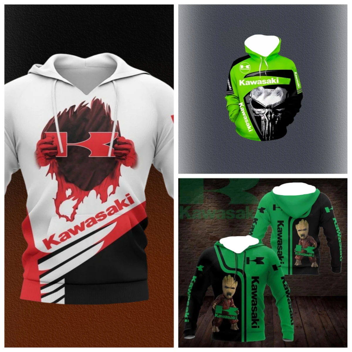 

2025 Men's Sports Outdoor Sweater&Punisher Hoodie 3D Digital Print Zipper Hoodie Motorcycle Racing Suit Tops