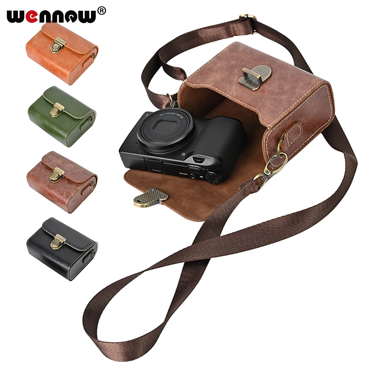 PU Leather Camera Case Diagonal Cross Portable Bag For Sony ZV-1 ZV-1F ZV-1 II ZV-1II ZV-1M2 RX100 RX100III RX100V RX100VI M7 M6