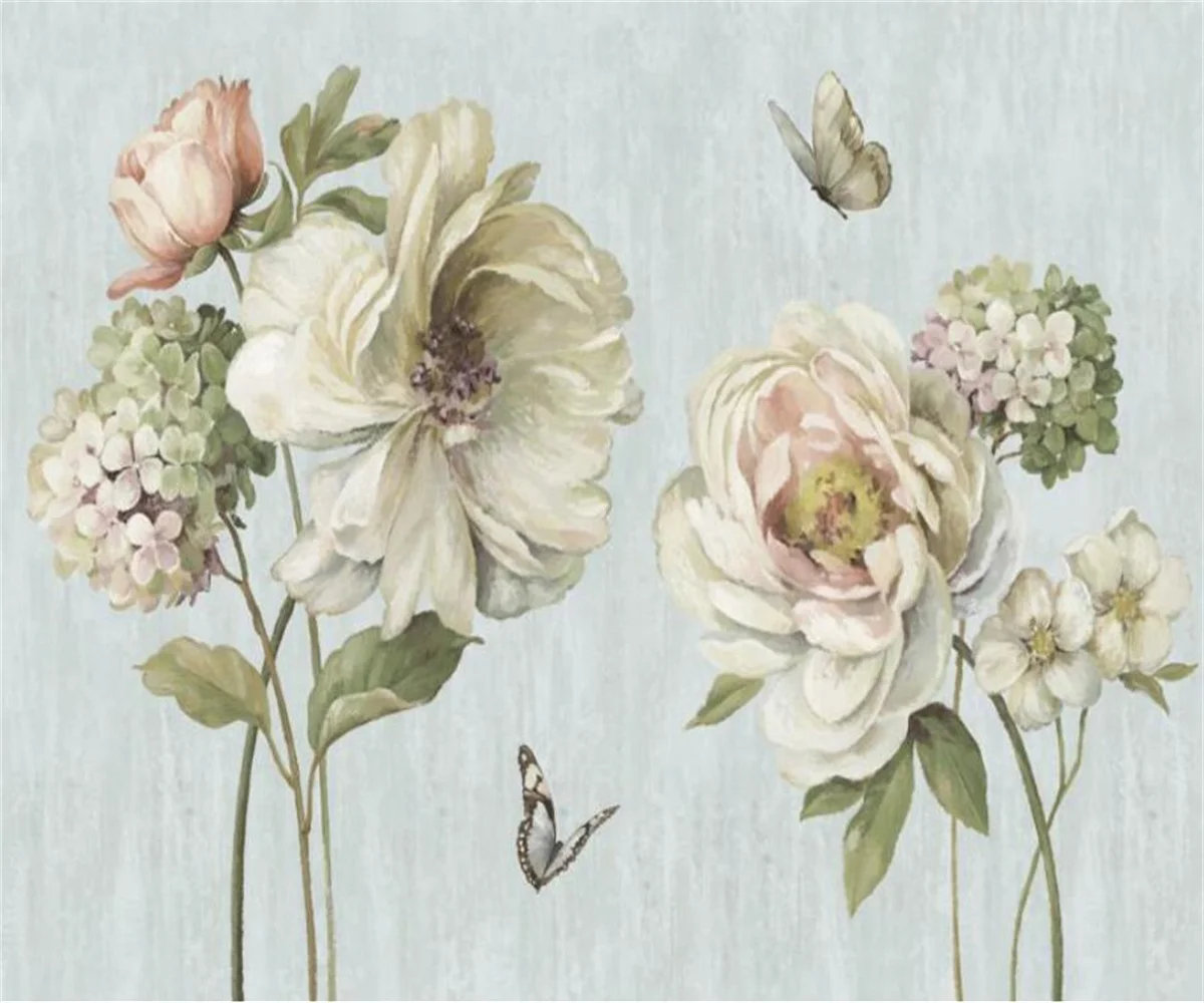 Papier Peint Custom Behang Europese Stijl Bloem Olieverf Bloemen Hotel Slaapkamer Achtergronddecoratie 3d Behang