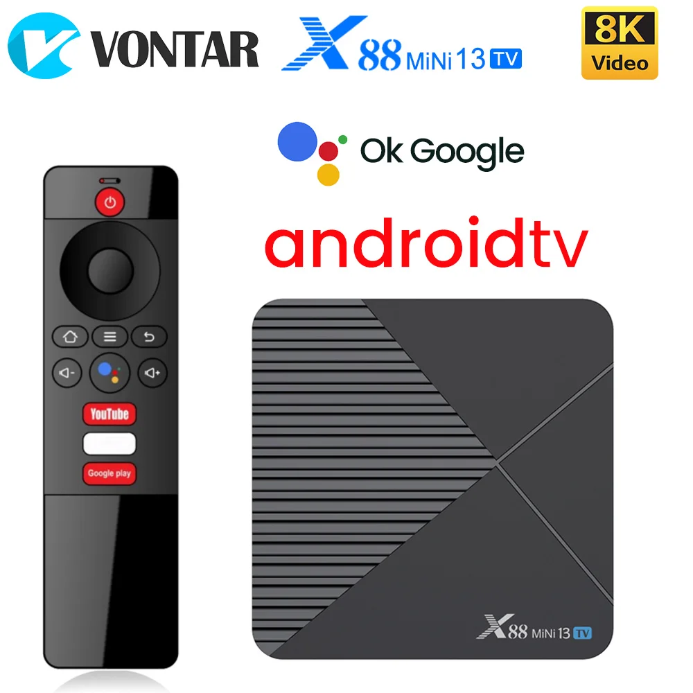 X88 Mini 13 TV Box Android13 ATV UI Rockchip RK3528 Quad Core 64bit Cortex A53 Support 8K Video 4K 60fps Wifi6 BT5.0 Set Top Box