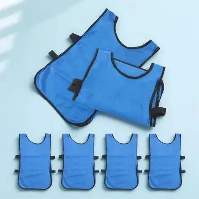 

6pcs Blue Breathable Football Vest Lightweight Training Waistcoat For Soccer Scrimmage Sport Pinnies Durable Polyester Wear