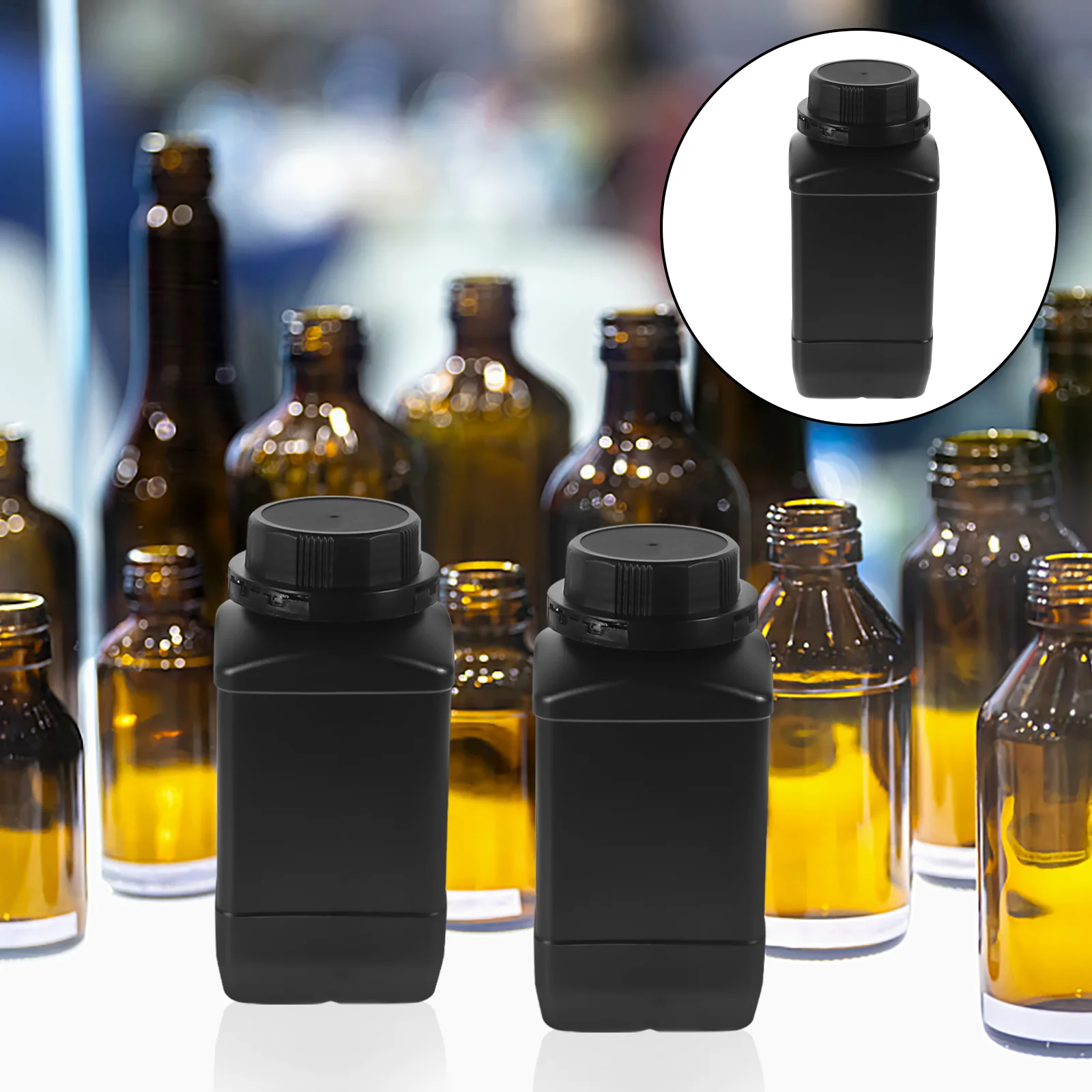2 Pcs Big Mouth Square Bottle 1000ml Chemical Reagent Sample Sealing Liquid Storage Pe Plastic Labs