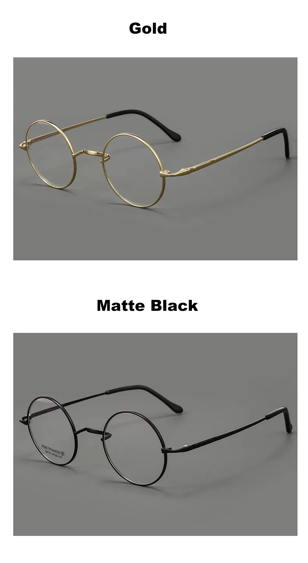Dark Academia Runde Titan-Brillenfassung 7g Ultraleicht Vintage Kleine Gesichtsbrille für Männer und Frauen Ohne Nasenpolster Zauberer-Brille – Detail 13