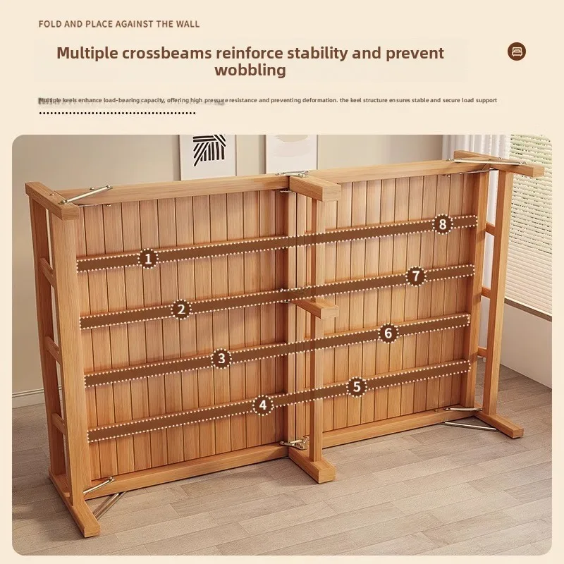 YFY bamboo bed stacked bed adult household cold bed simple lunch break small rental room double hard board board wooden