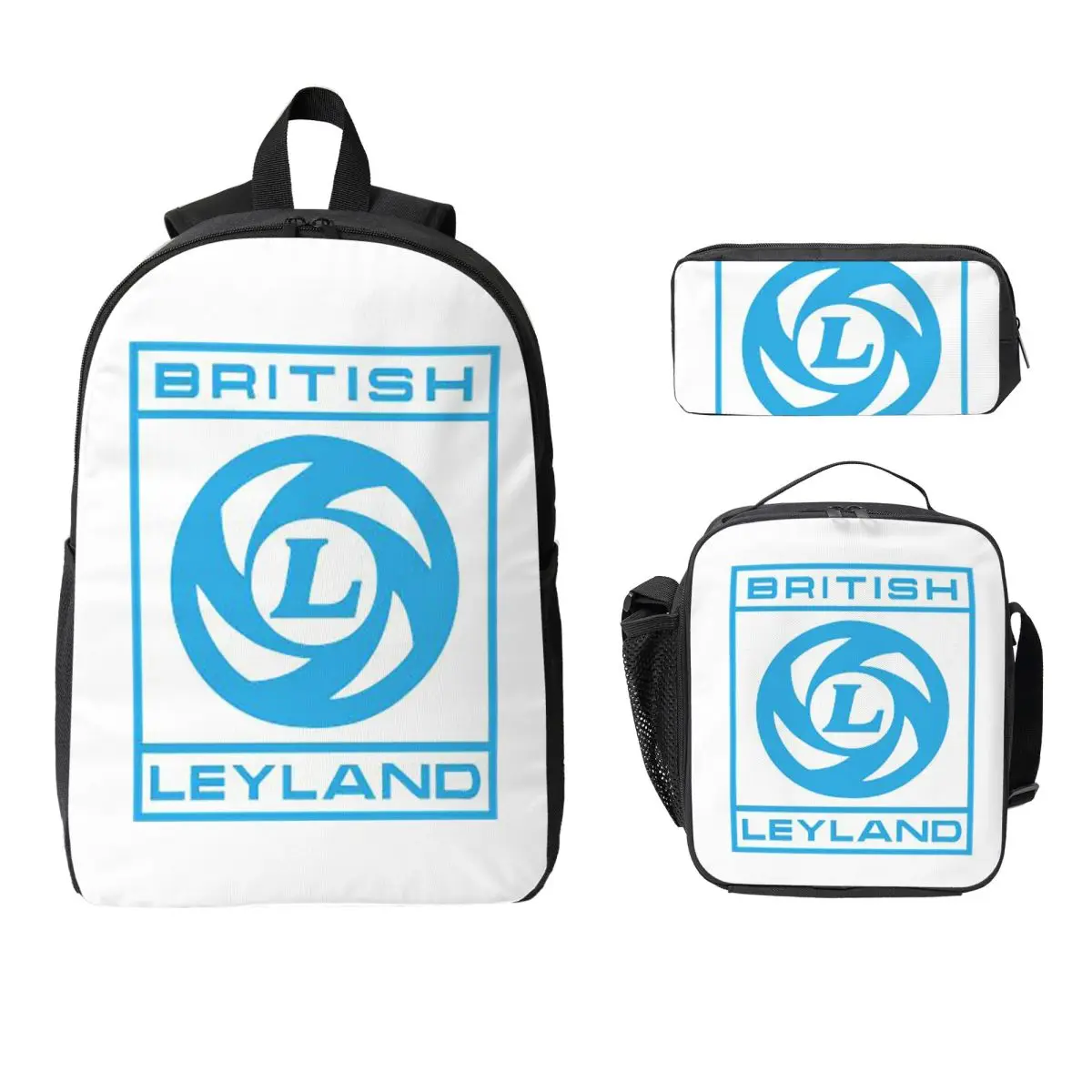 

British Leyland Logo Backpack Student Boys Girls BookBag School Bag Laptop Shoulder Bags 3ps Insulated Lunch Bag Pencil Case