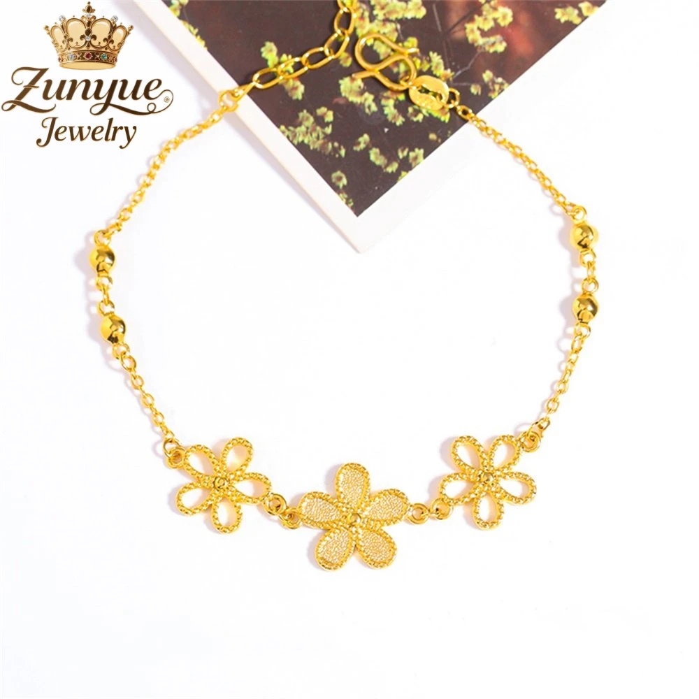 

Sand Gold Peach Blossom Hollowed-Out Bracelet Luxury Quality Jewelry Fashion Jewelry Exquisite Elegant Charms Popular Gift Young