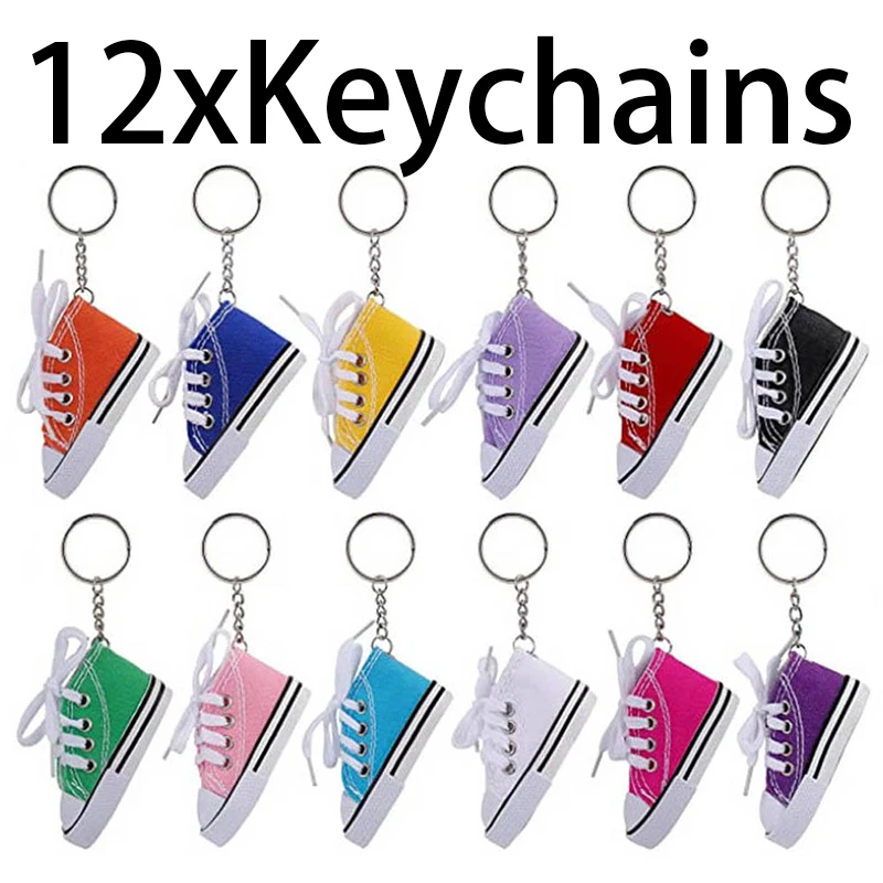 

12Pcs 3d Mini Shoe keychains Running Gym Tennis Shoes Charm Keyrings Wholesale