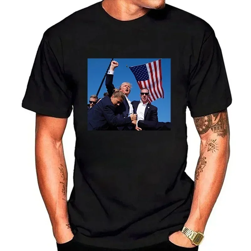 Summer Oversized Shirts Trump Stands Firm After Resisting Assassination Attempt T-Shirt God Bless Trump Trump Shooting T-Shirt