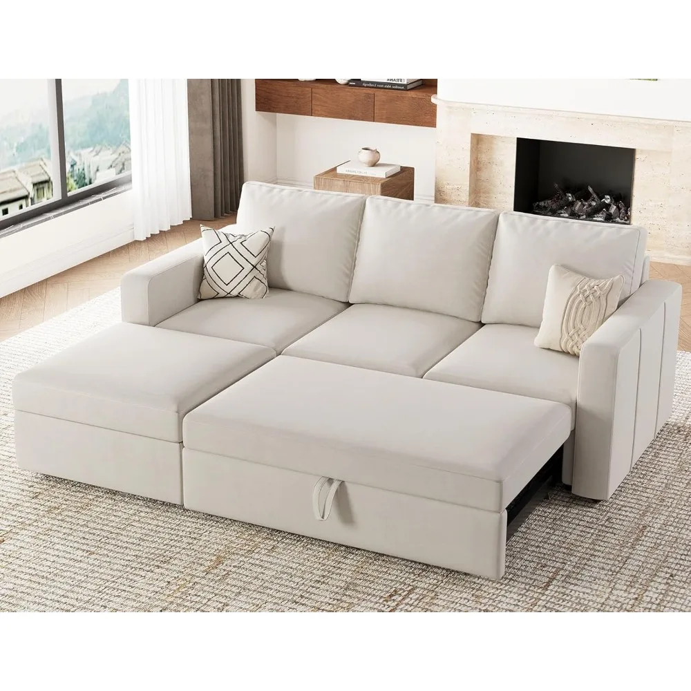 

Modular Sectional Sleeper Sofa with Pull Out Couch, L Shaped Sleeper Pull Out Bed, Convertible Sectional Couches for Living Room