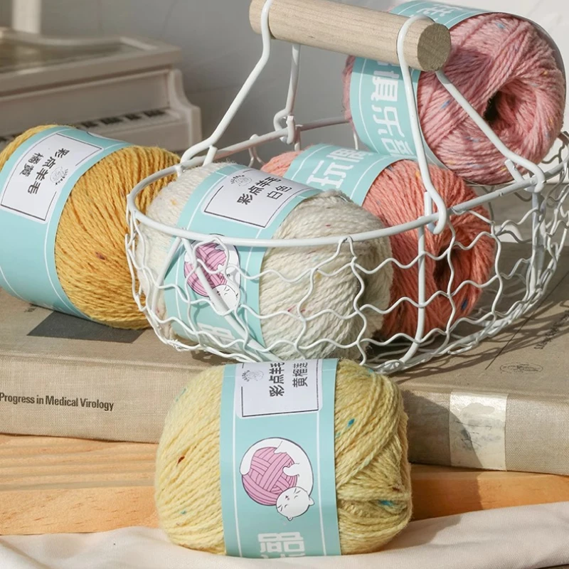 

25g/roll 100% color dot wool medium fine hand woven yarn hand woven jacquard doll clothes woven yarn soft skin friendly