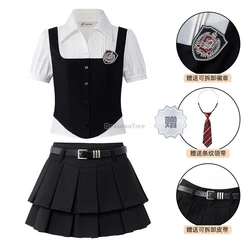 Summer new Cute college style japan korea short sleeve shirt + vest + short tight skirt sexy fashion women jk uniform set