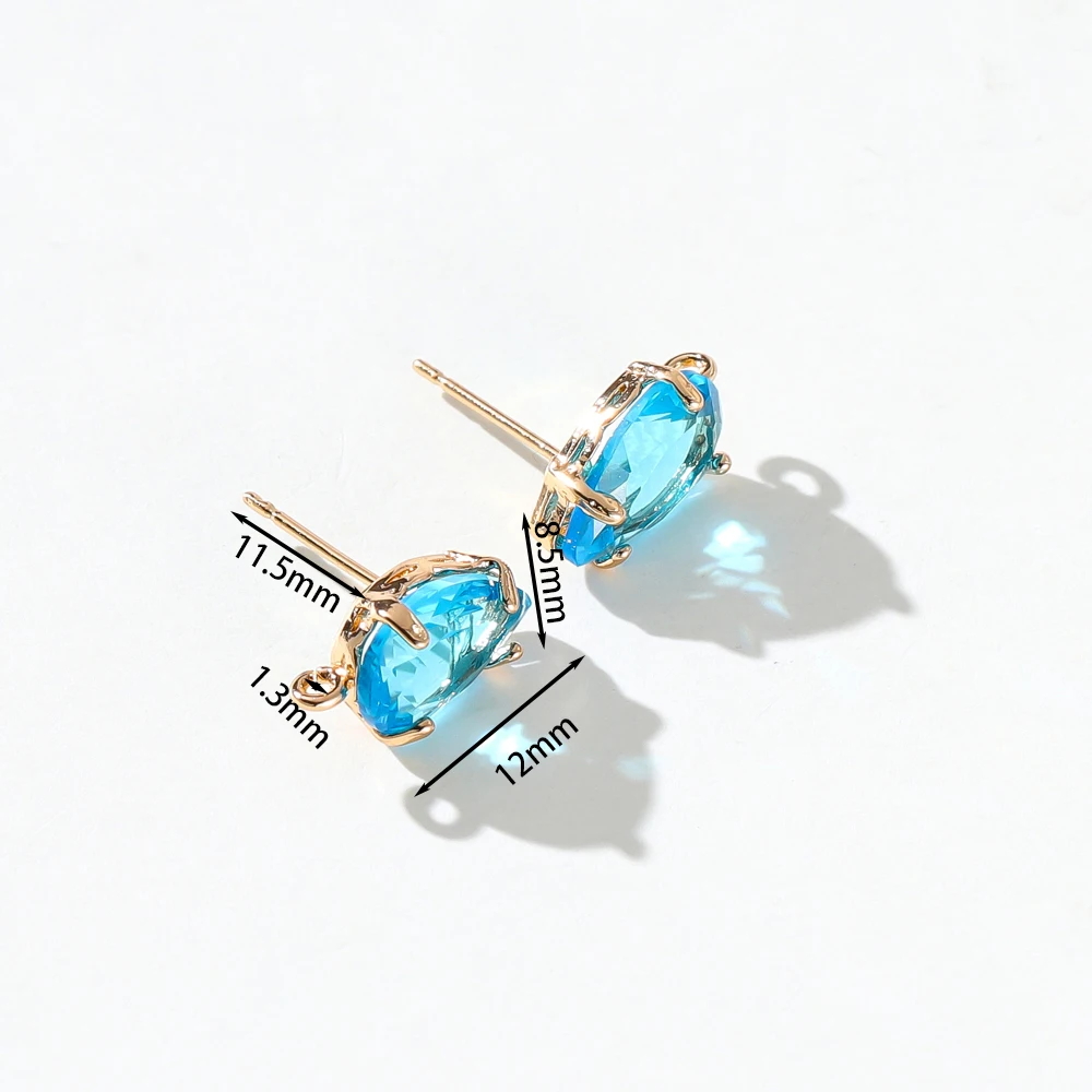 2Pair 18K Gold Plated Brass with Colorful Zircon Stud Earrings Hooks for DIY Earrings Jewelry Making Accessories