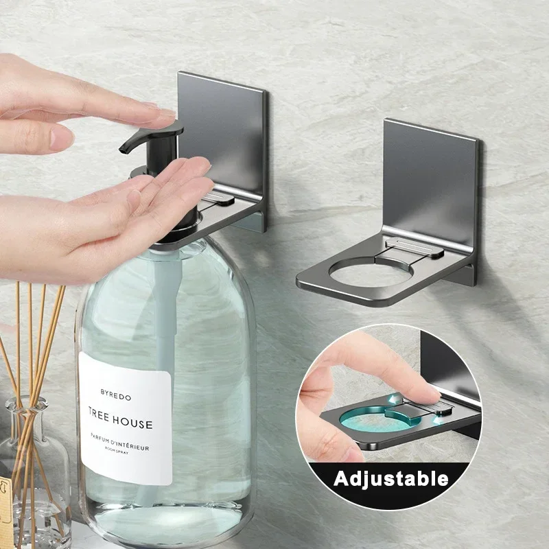 New Space Aluminum Shower Gel Bottle Rack Adjustable Shampoo Hanger Hooks No Drill Wall Mounted Universal Soap Dispenser Holders