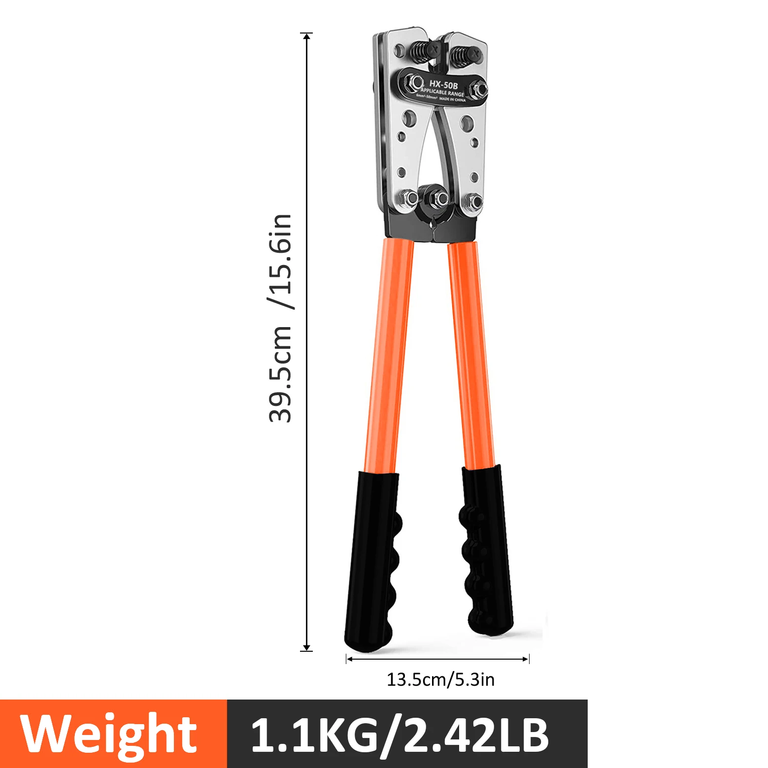 HX-50B Drahtcrimpzange 6-50mm²/AWG 10-1/0 Rohrklemmen-Crimper Sechskant-Crimpwerkzeug Batteriekabel-Ösenzange Handwerkzeug Crimpzange – Detail 7