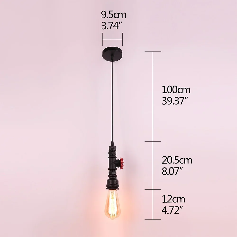 Retro industrial Iron water Pipe light steam punk Vintage pendant lamp restaurant coffee bar lamp E27 cord hanging lights